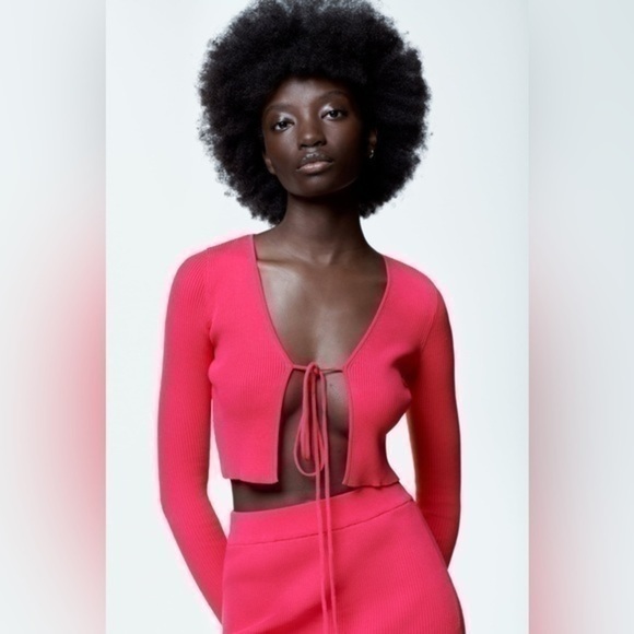 ZARA ribbed knit cardigan pink 6873 105 - Picture 1 of 7